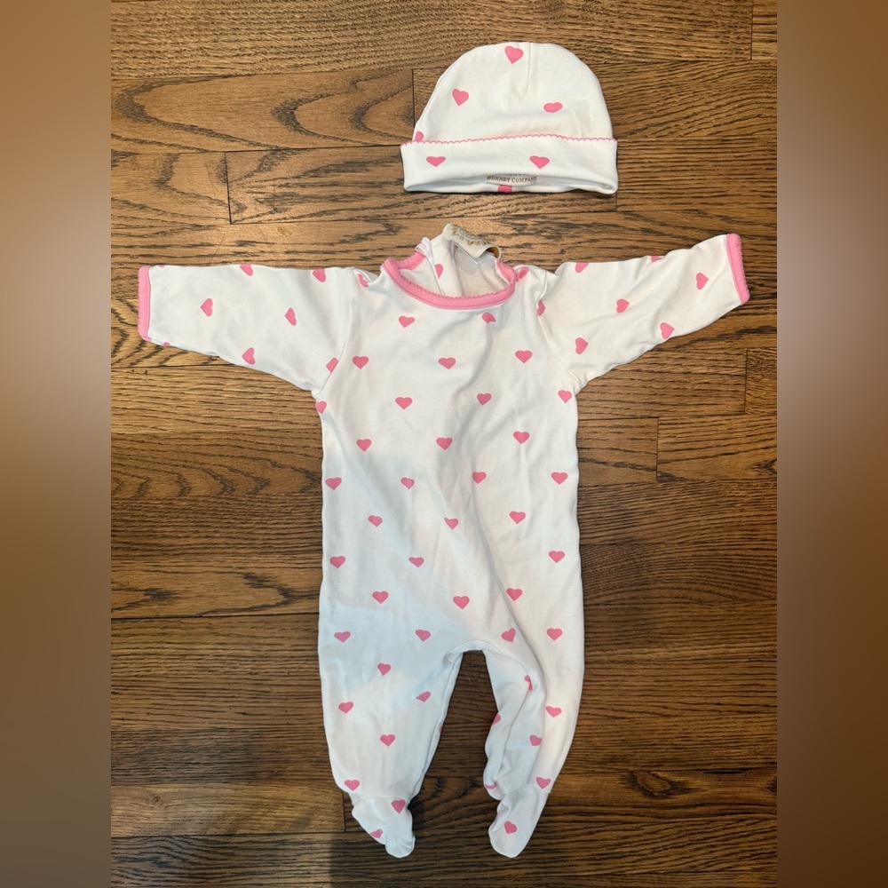 Beaufort Bonnet Rock Me Romper Set - Hearts, Onesie with Matching Hat